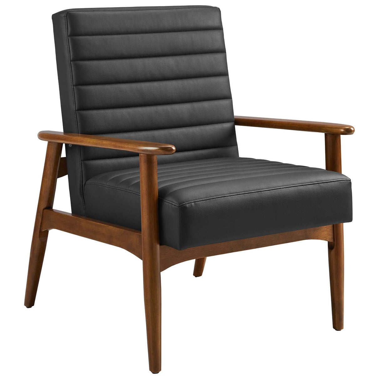 27 Inch Horizontal Channel Tufted Vegan Leather Accent Chair