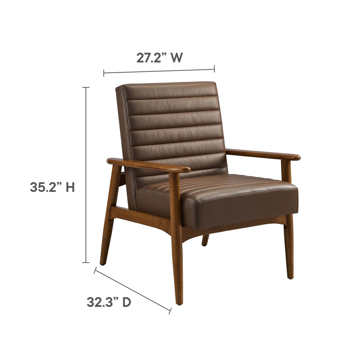27 Inch Horizontal Channel Tufted Vegan Leather Accent Chair