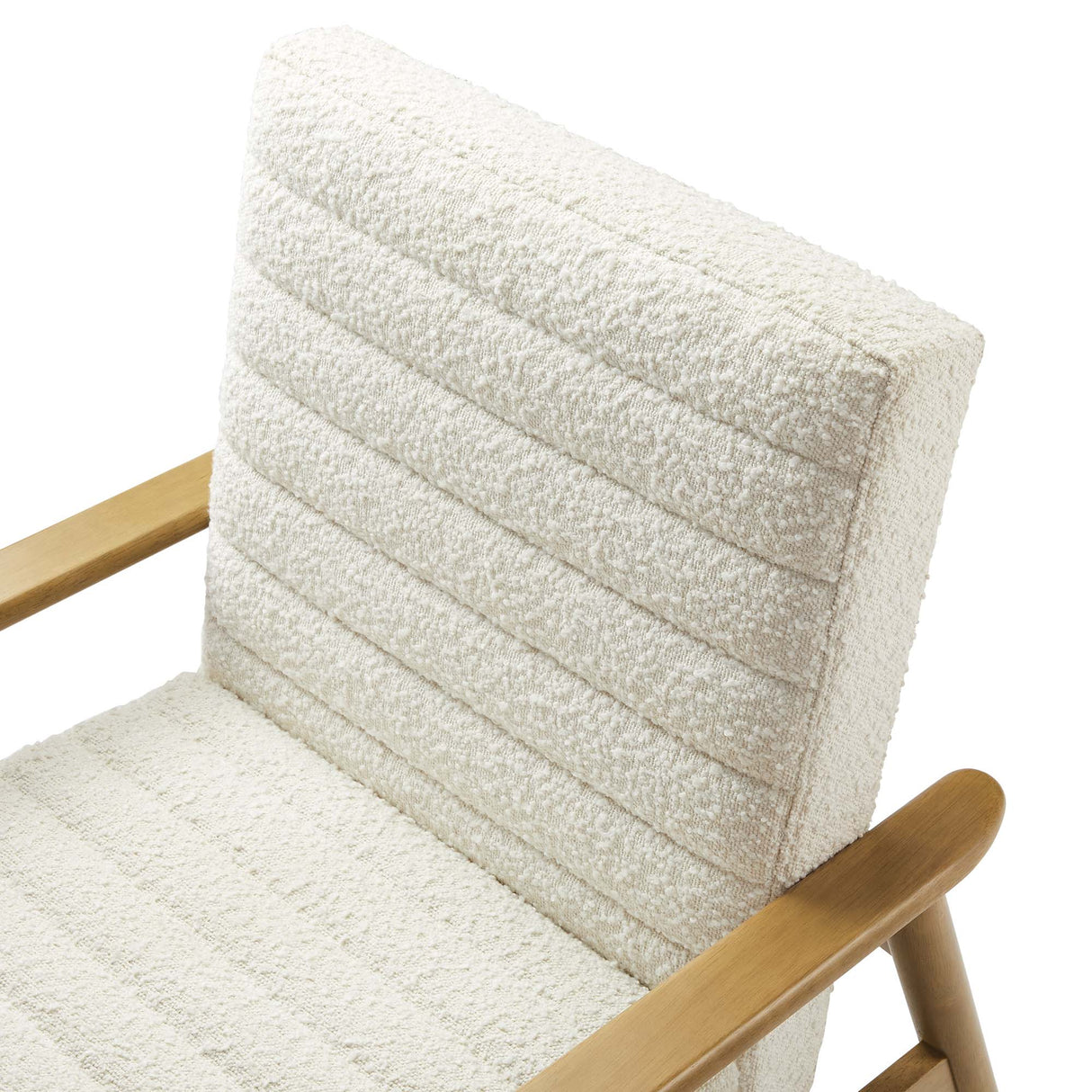 27 Inch Horizontal Channel Tufted Boucle Fabric Accent Chair