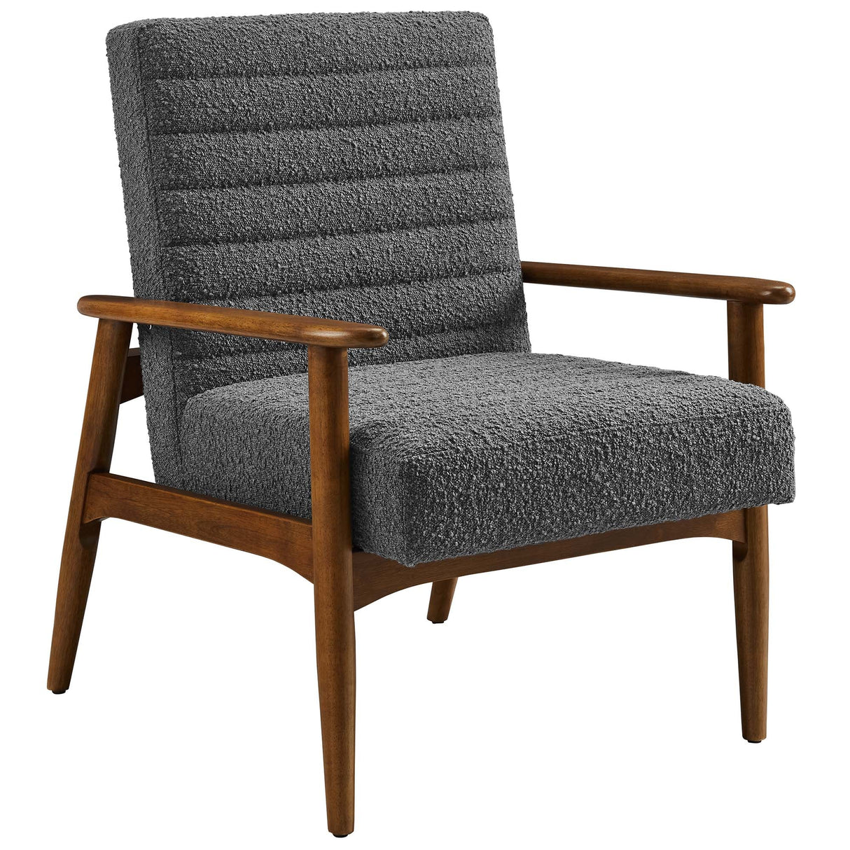 27 Inch Horizontal Channel Tufted Boucle Fabric Accent Chair