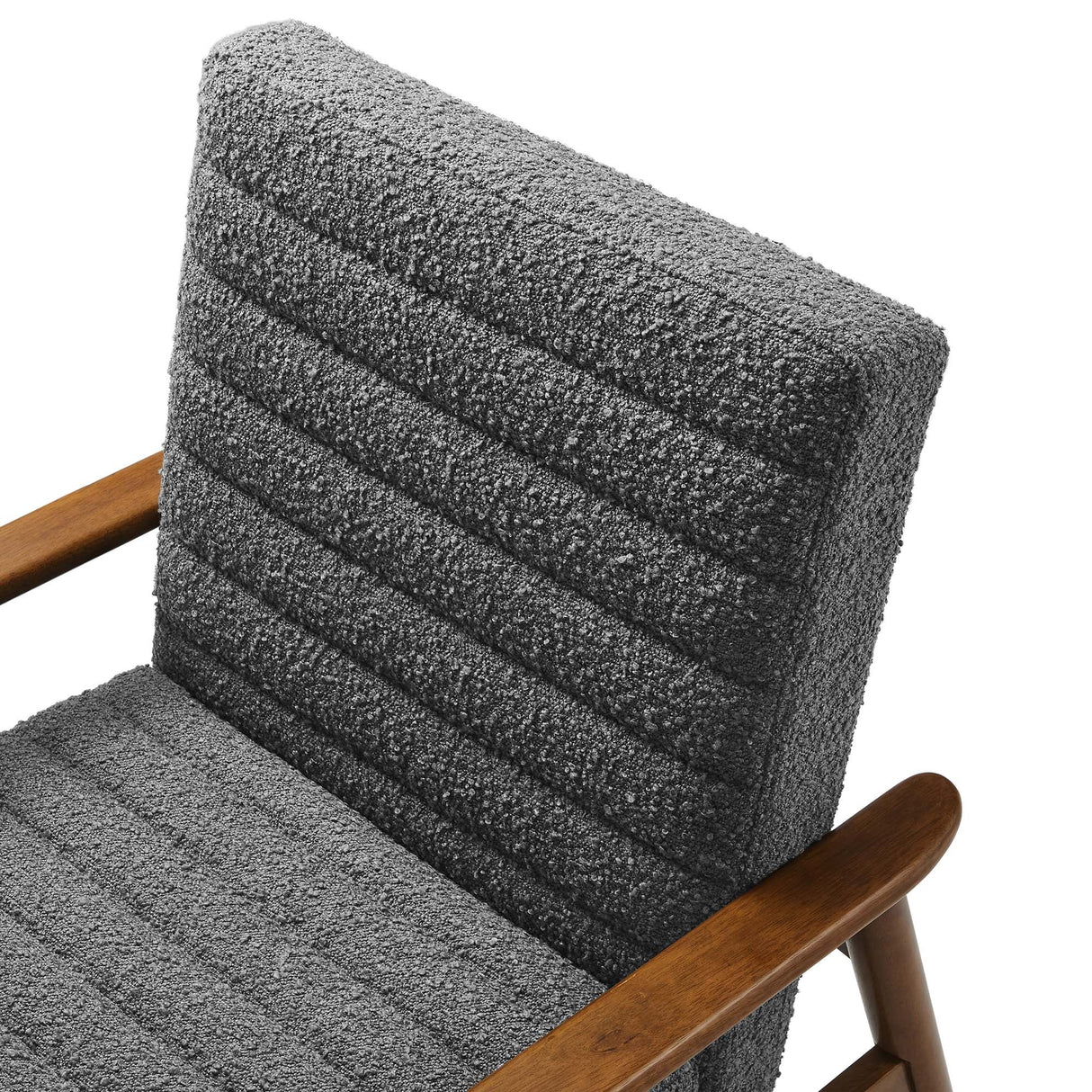 27 Inch Horizontal Channel Tufted Boucle Fabric Accent Chair