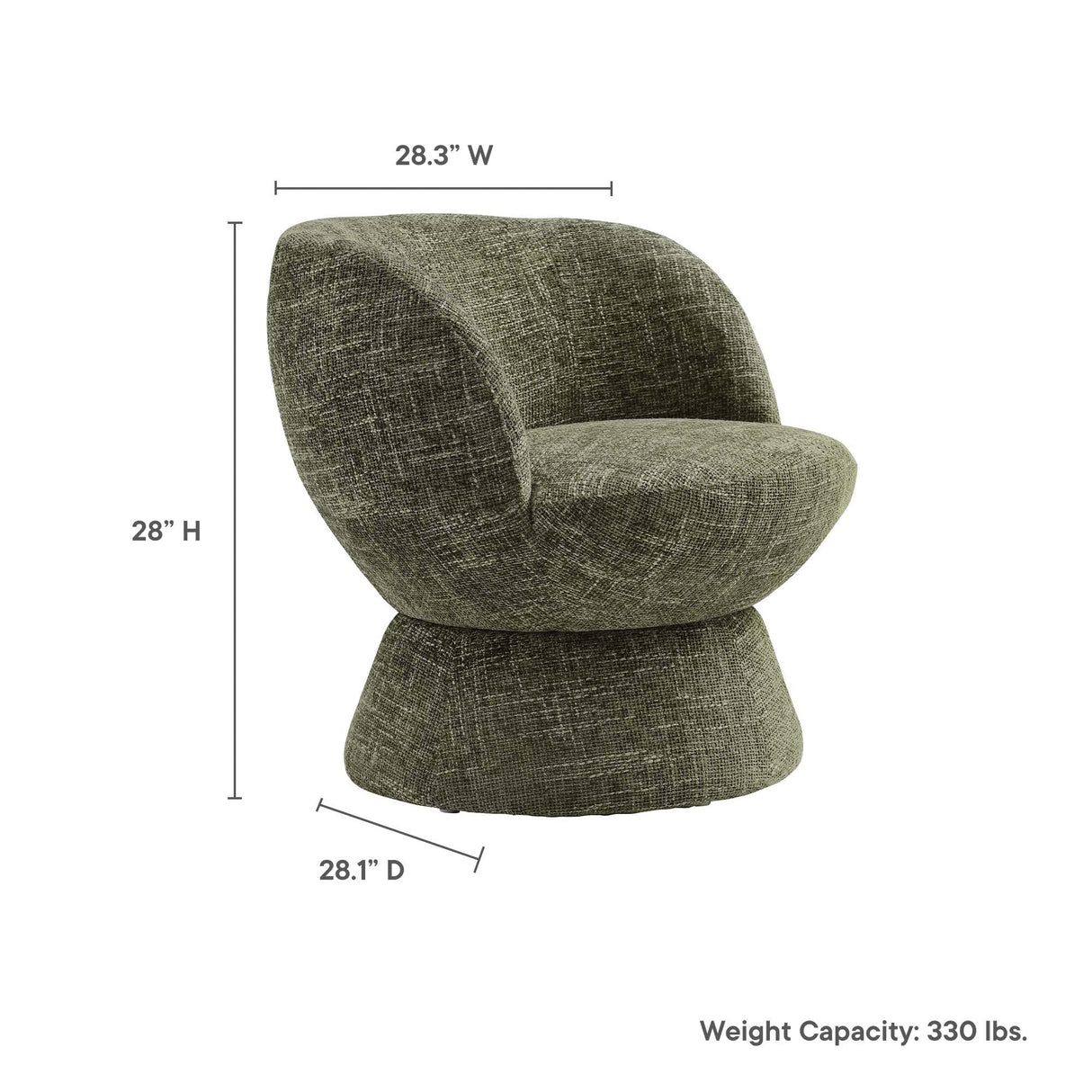 28 Inch Chenille Fabric Swivel Barrel Accent Chair