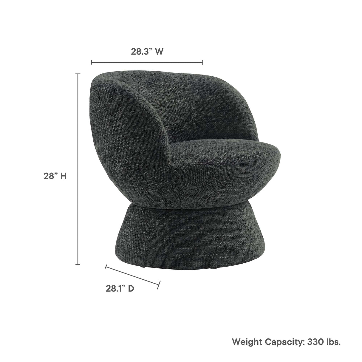 28 Inch Chenille Fabric Swivel Barrel Accent Chair