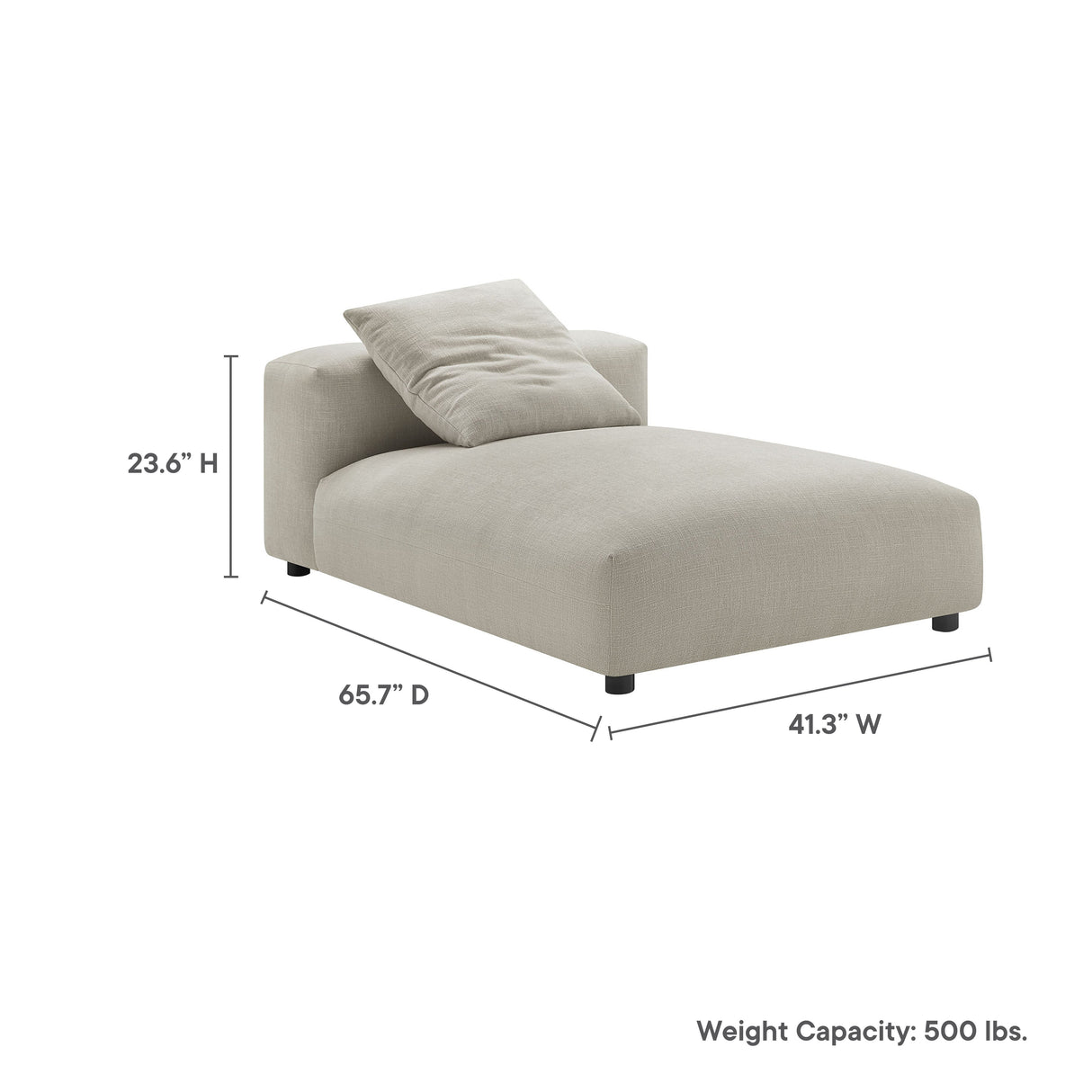 41 Inch Woven Fabric Modular Armless Chaise Lounge