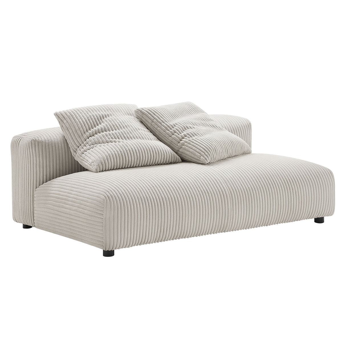 2 Piece 91" Modular Corduroy Upholstered Armless Loveseat and Ottoman Set