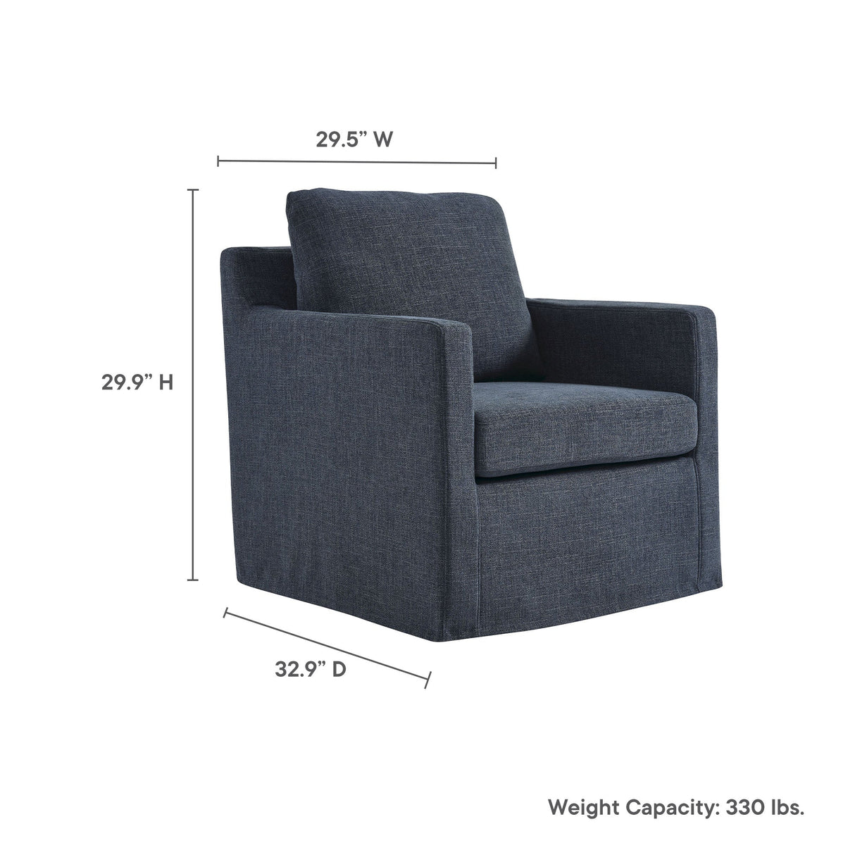 30 Inch Modern Fabric Slipcovered Swivel Armchair