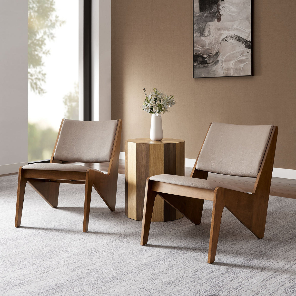 20 Inch Vegan Leather Accent Chairs Set of 2