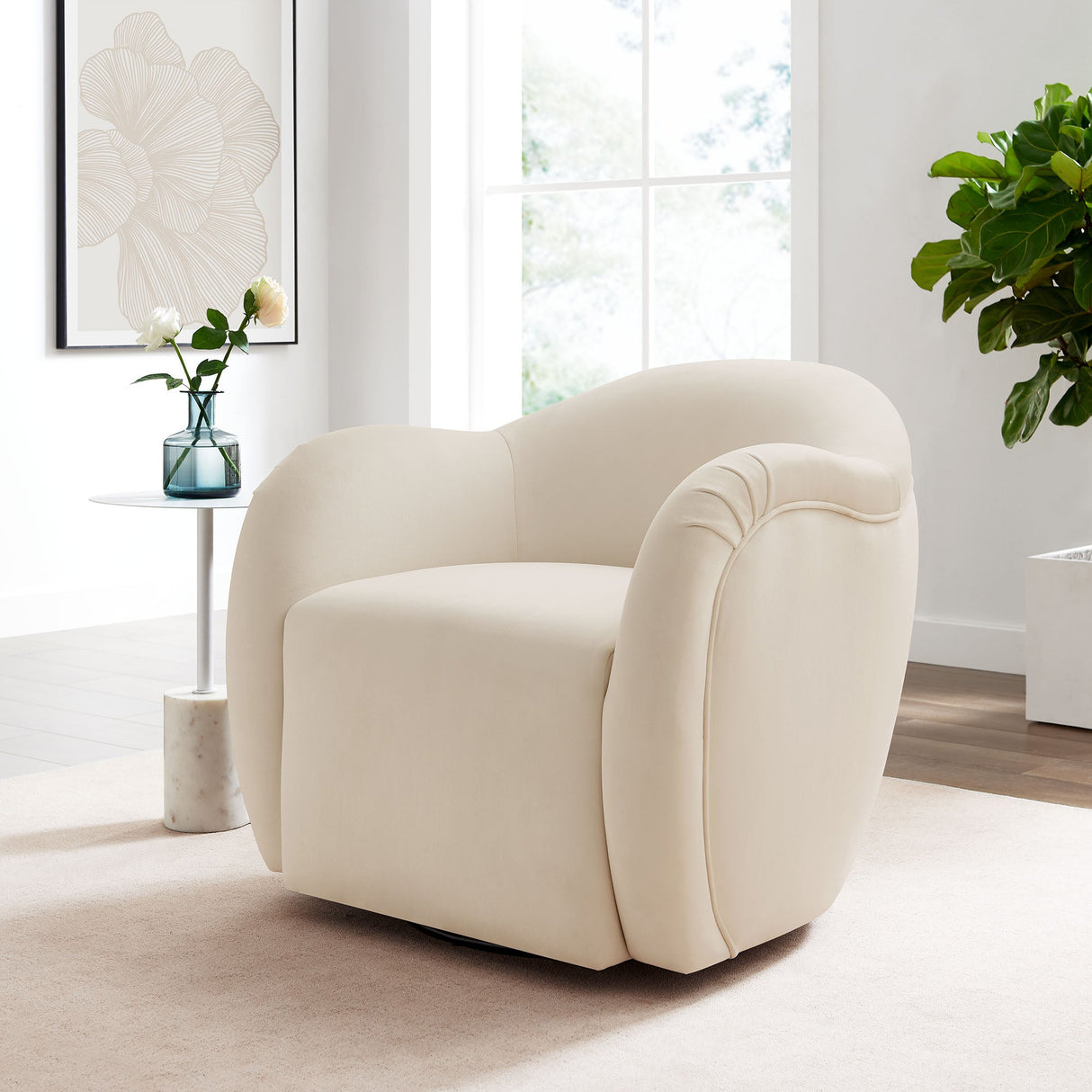 31 Inch Performance Velvet Swivel Armchair