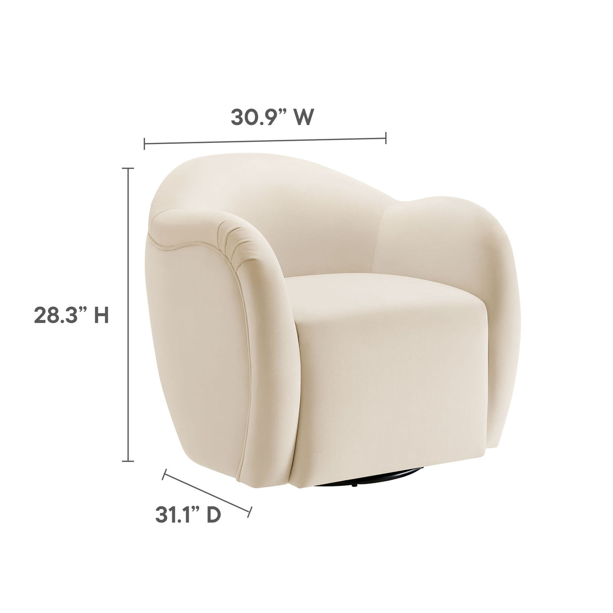 31 Inch Performance Velvet Swivel Armchair