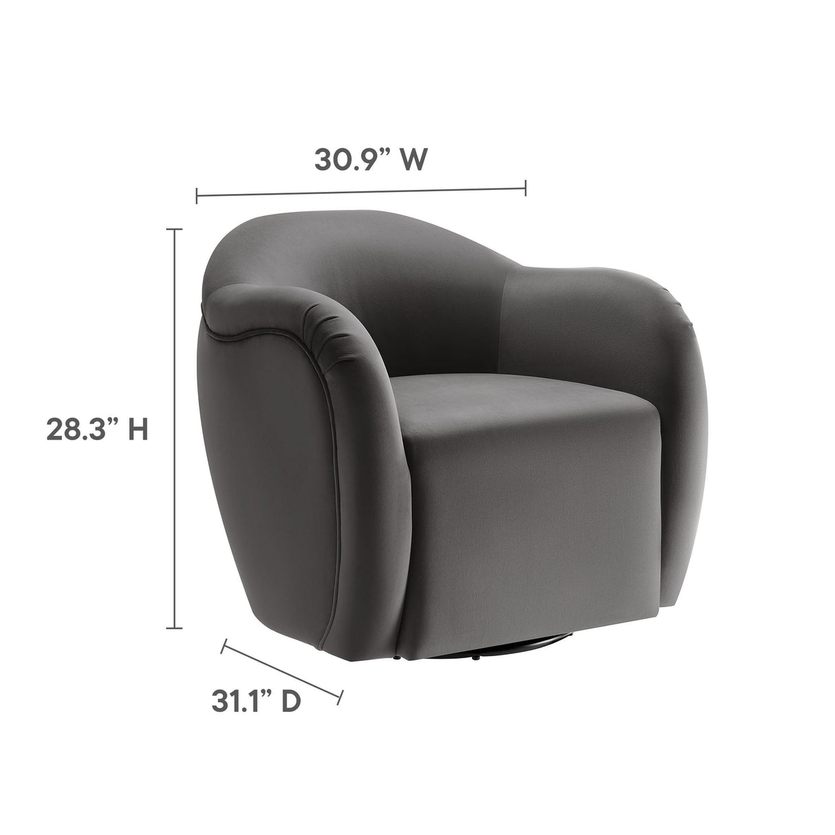 31 Inch Performance Velvet Swivel Armchair