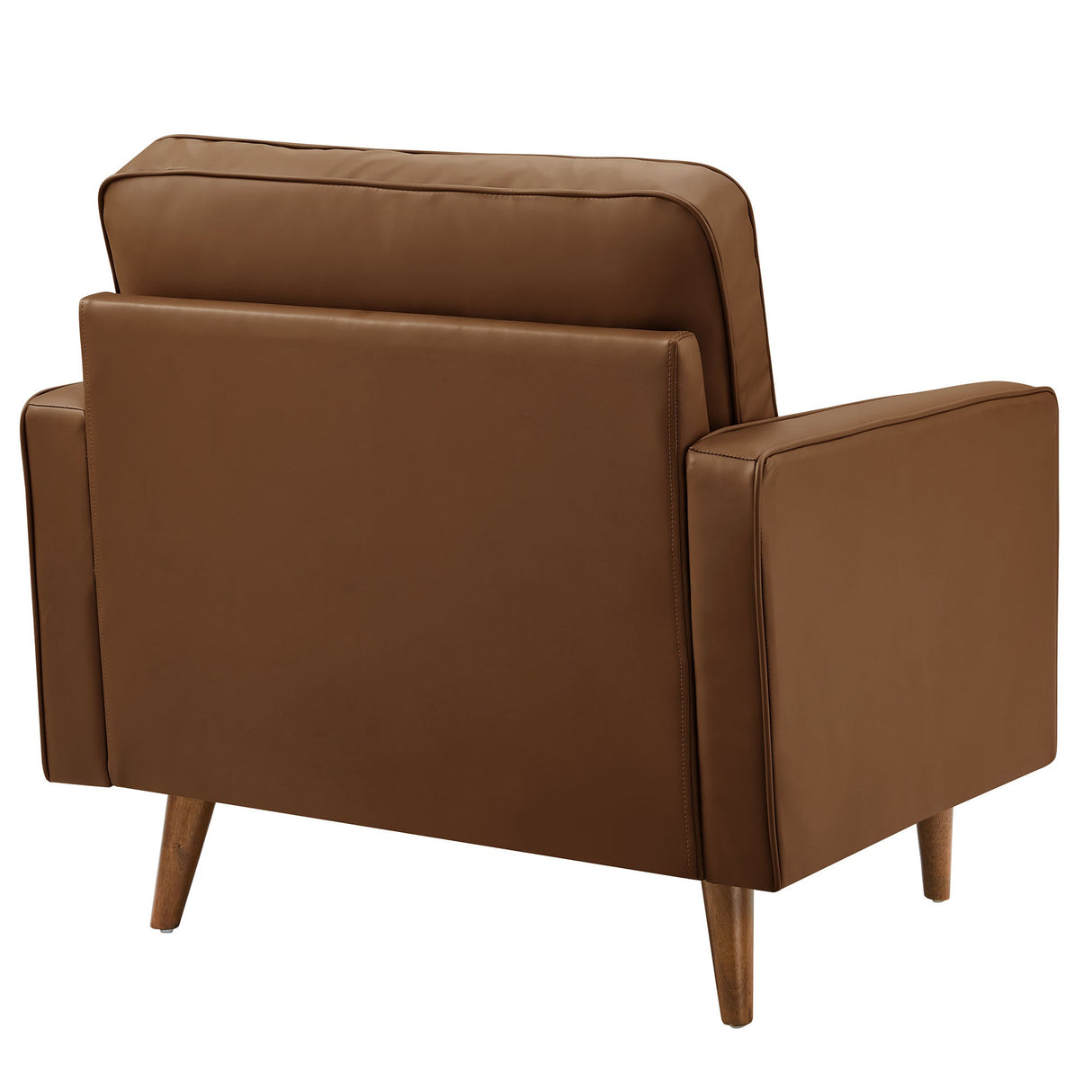36 Inch Tufted Vegan Leather Accent Armchair with Bolster Pillows