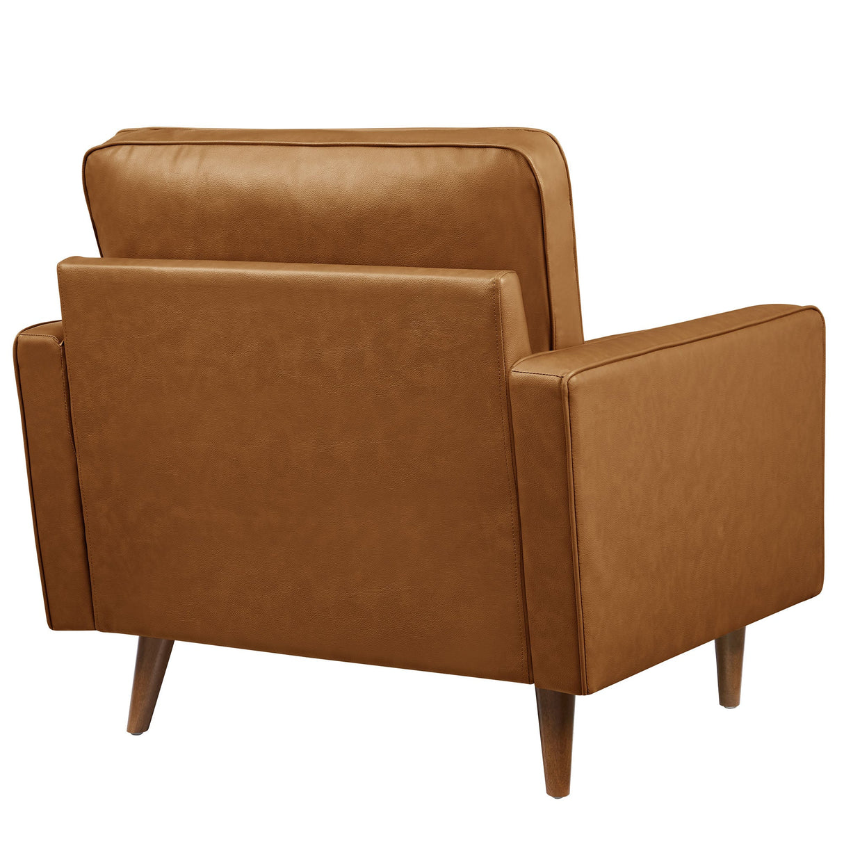 36 Inch Tufted Vegan Leather Accent Armchair with Bolster Pillows