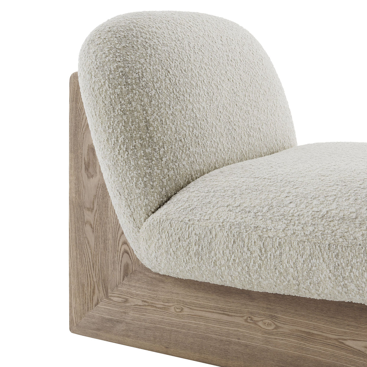 32 Inch Rounded Boucle Fabric Accent Chair and Ottoman Set