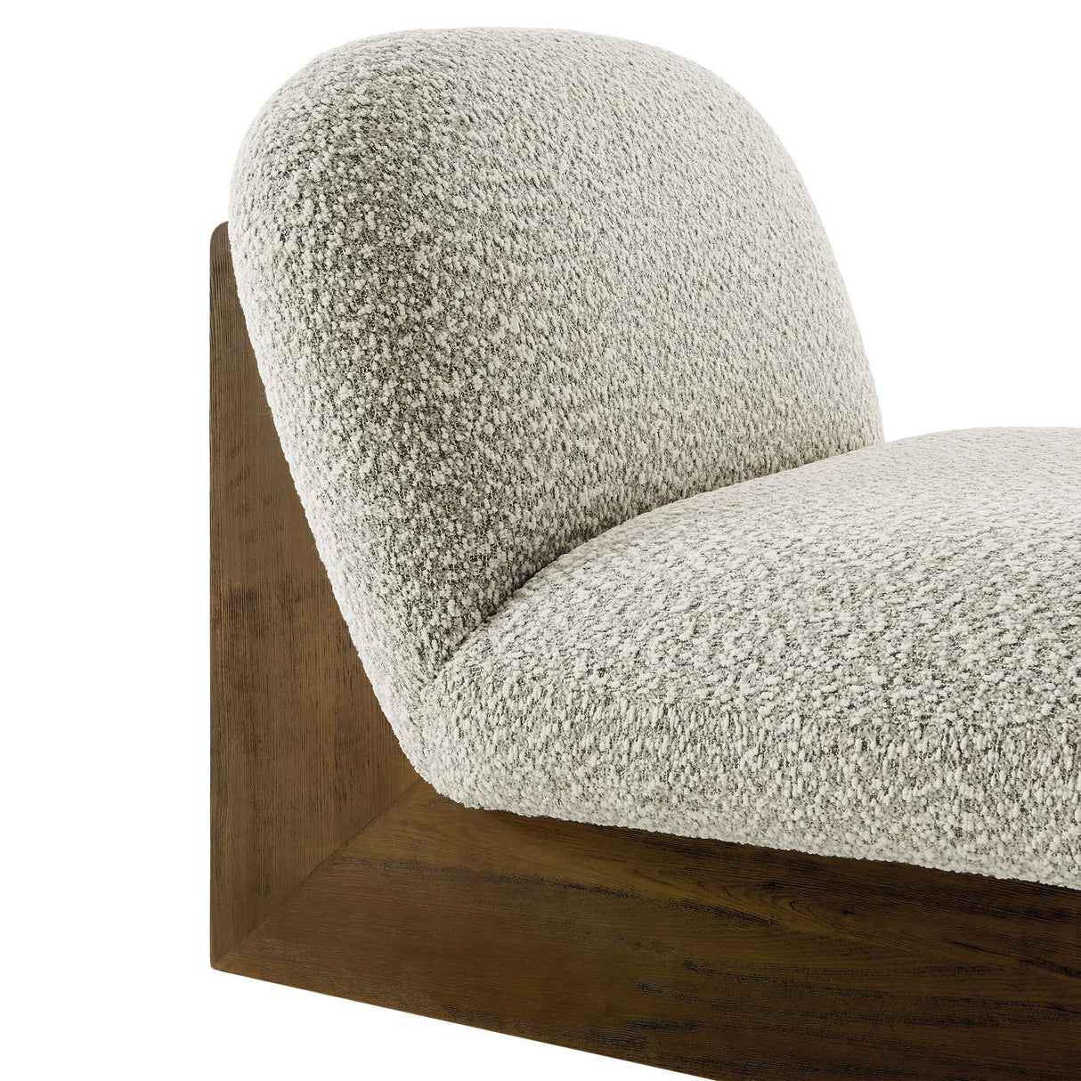 32 Inch Rounded Boucle Fabric Accent Chair and Ottoman Set