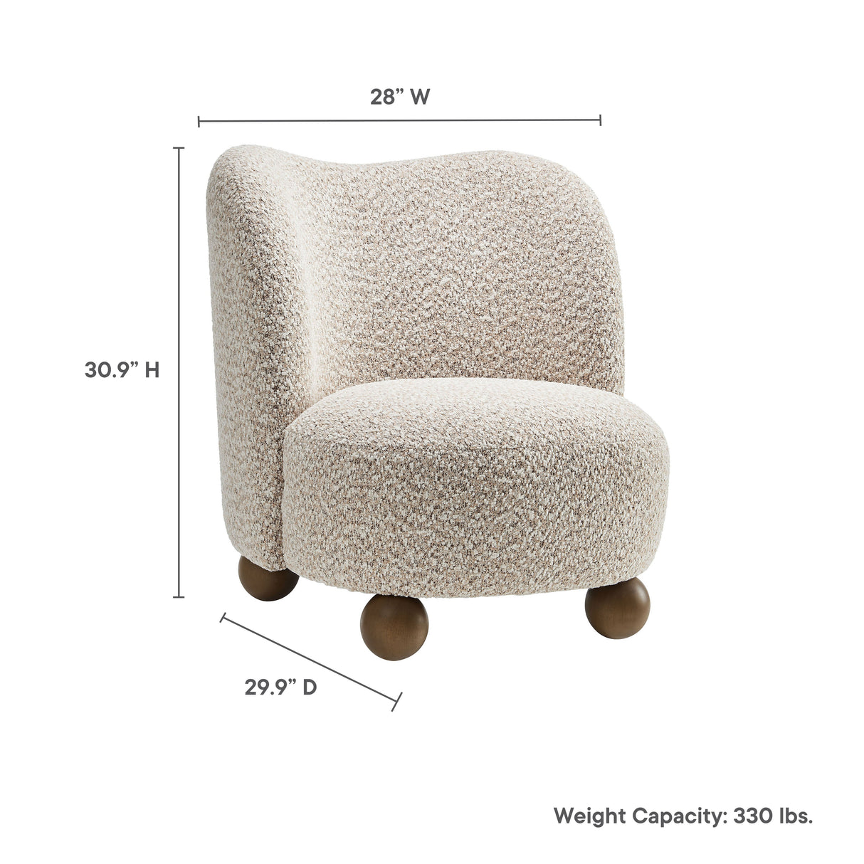 28 Inch Boucle Fabric Accent Chair