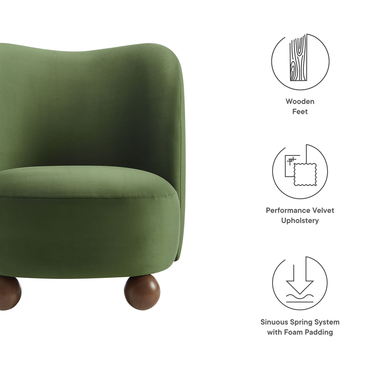 28 Inch Performance Velvet Curved Barrel Accent Chair