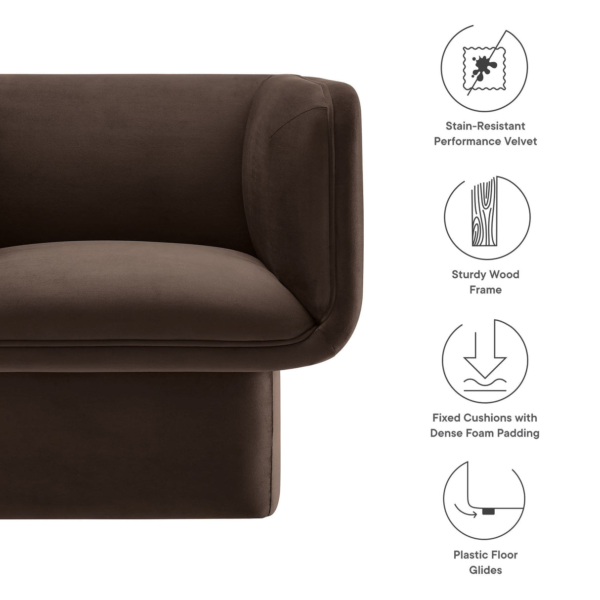 35 Inch Square Performance Velvet Accent Armchair
