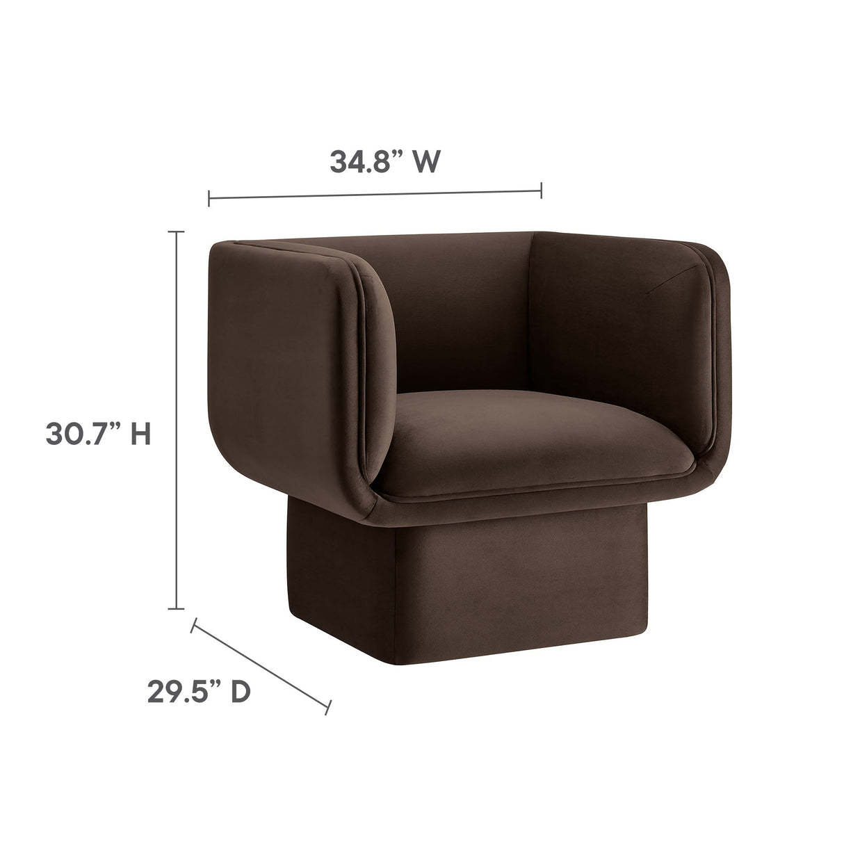 35 Inch Square Performance Velvet Accent Armchair