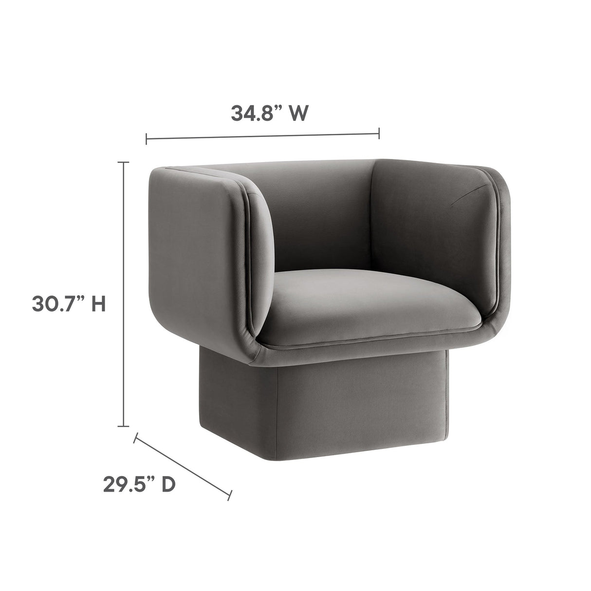 35 Inch Square Performance Velvet Accent Armchair