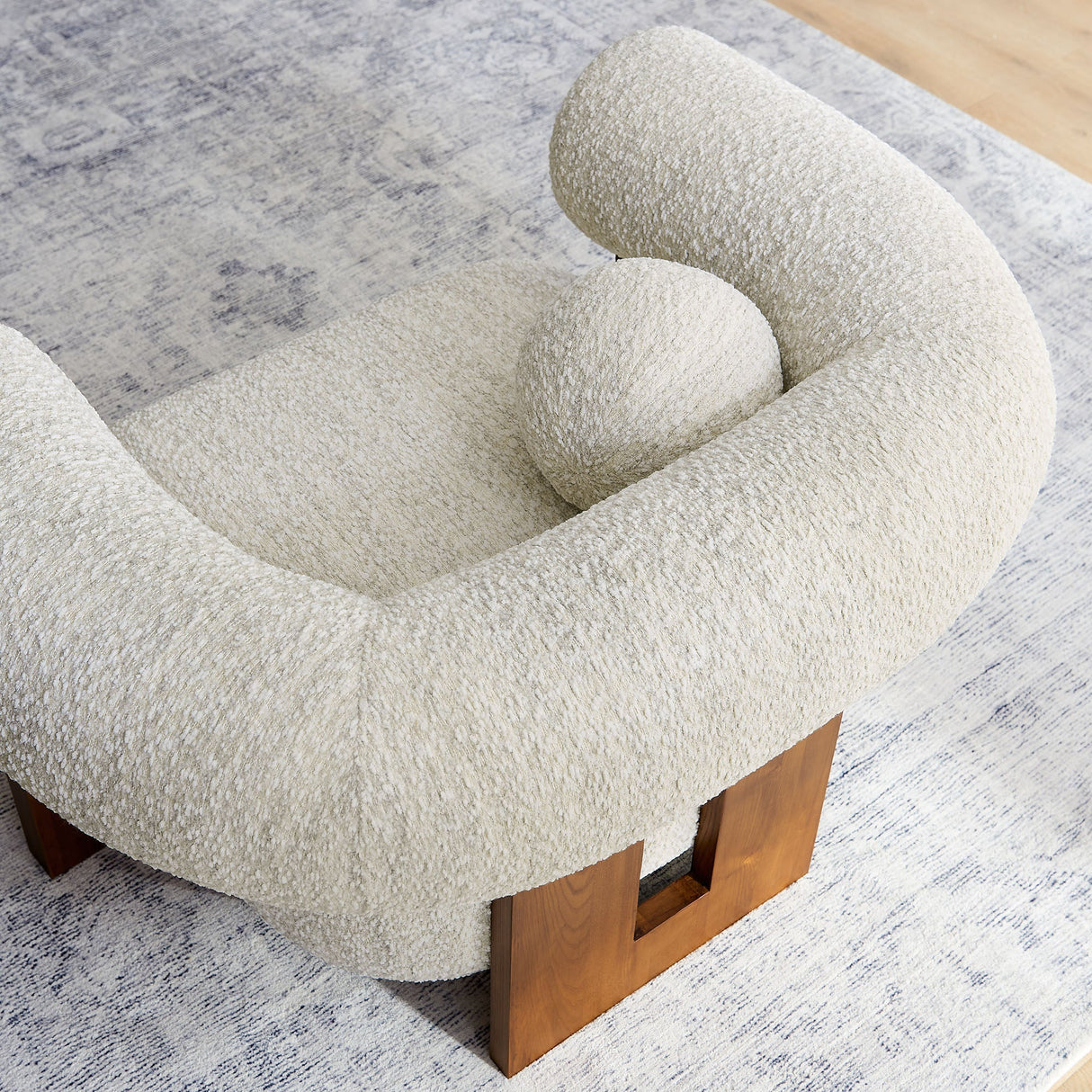 41 Inch Oversized Boucle Fabric Chair with U-Shaped Back