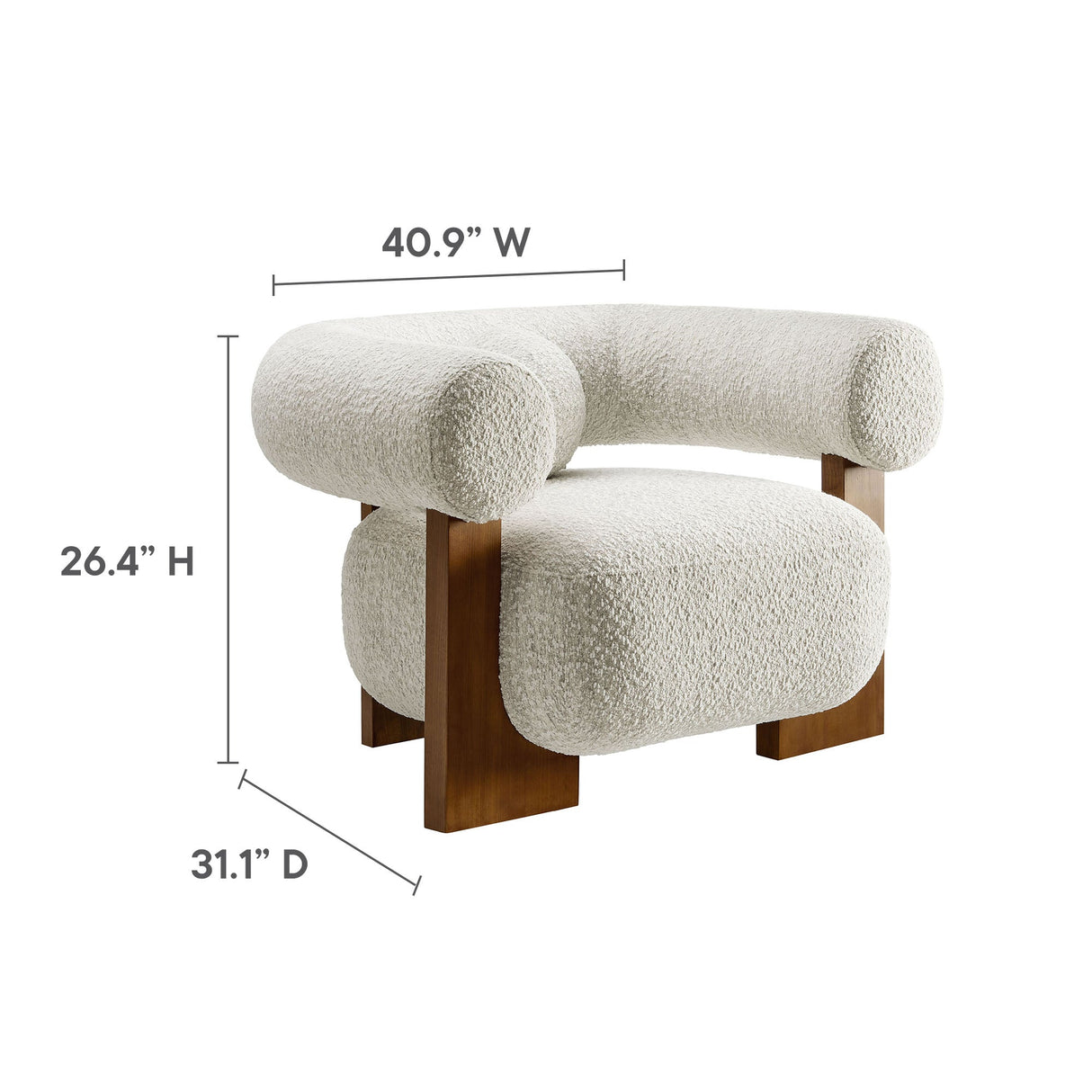 41 Inch Oversized Boucle Fabric Chair with U-Shaped Back
