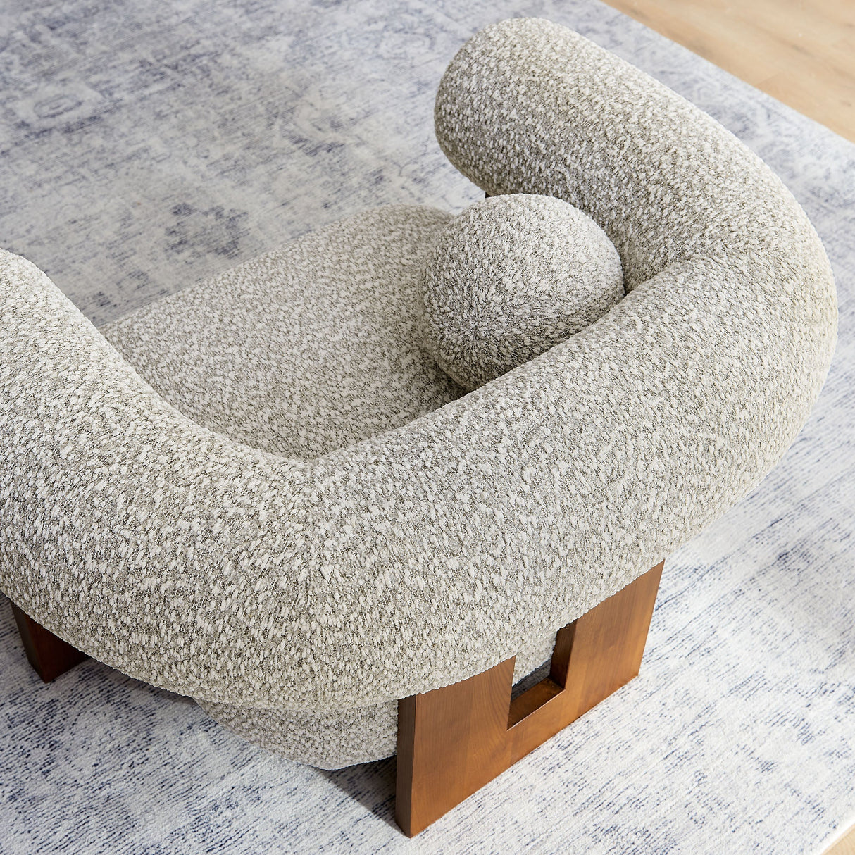 41 Inch Oversized Boucle Fabric Chair with U-Shaped Back