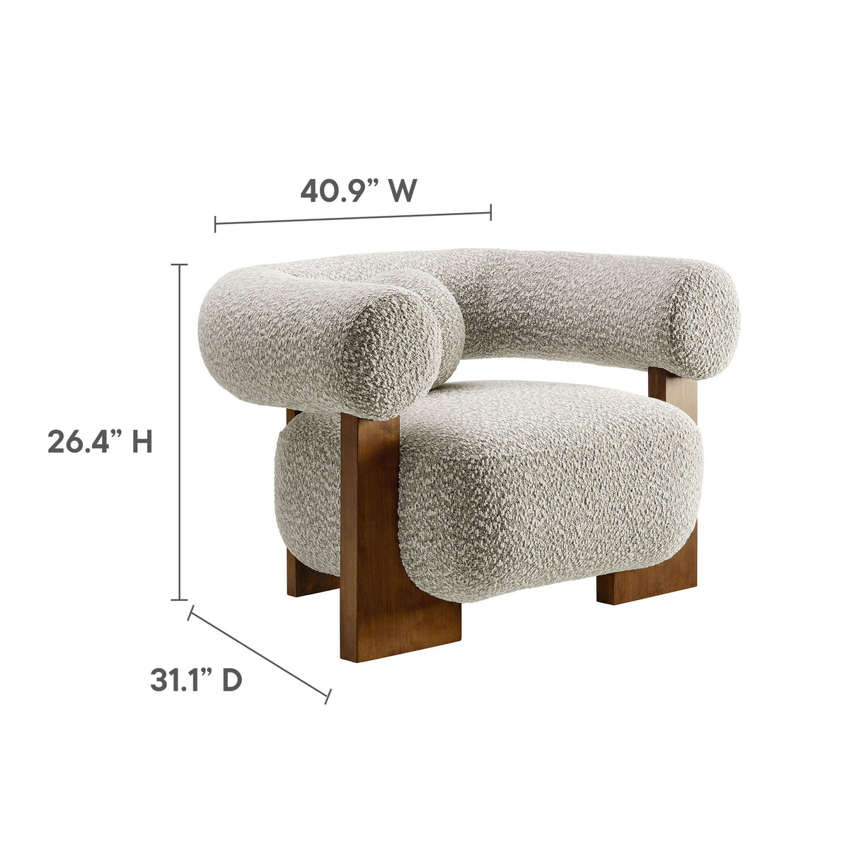 41 Inch Oversized Boucle Fabric Chair with U-Shaped Back
