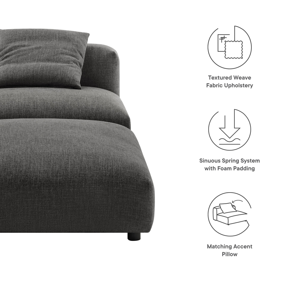 91 Inch Modular Upholstered Fabric Armless Chair and Ottoman Set