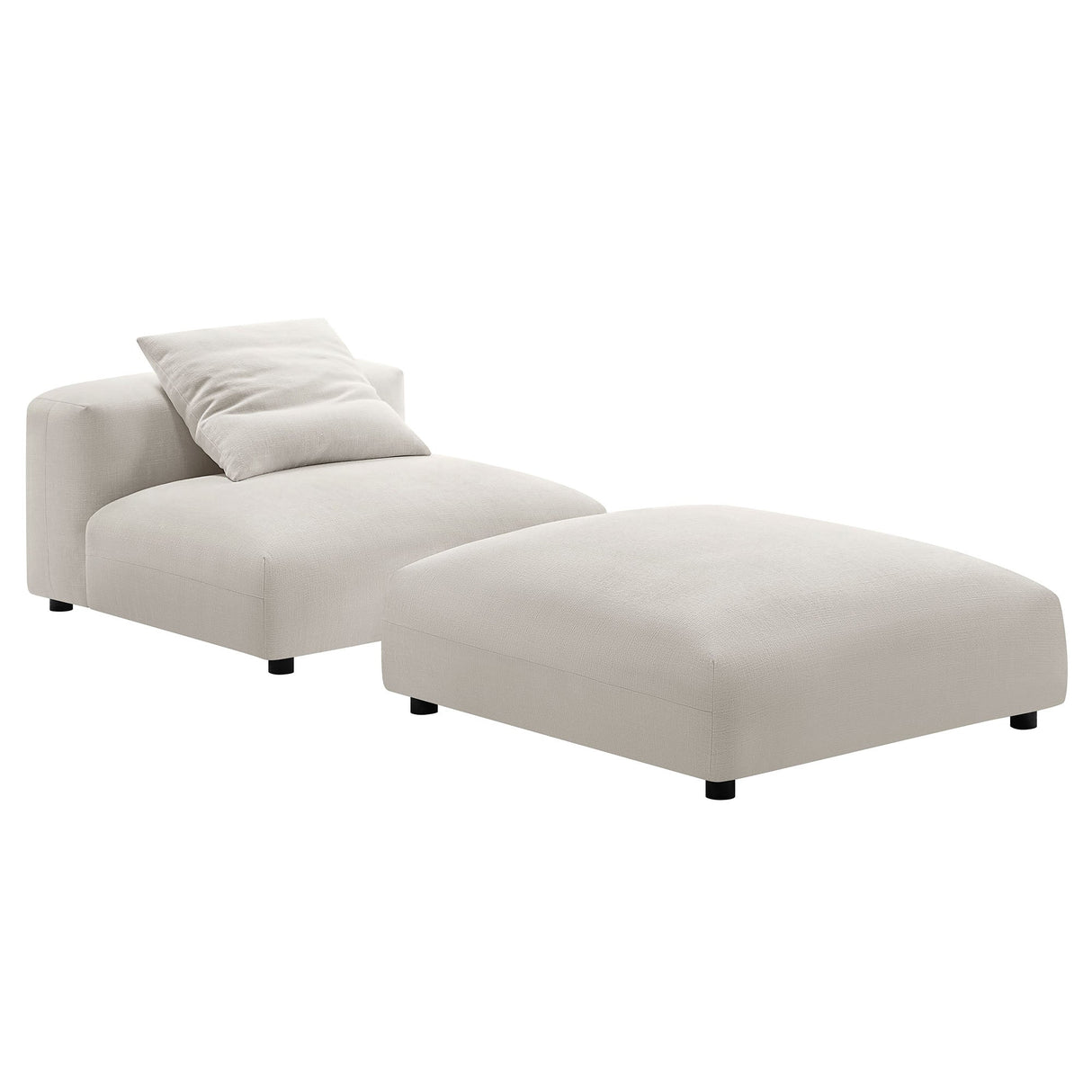91 Inch Modular Upholstered Fabric Armless Chair and Ottoman Set