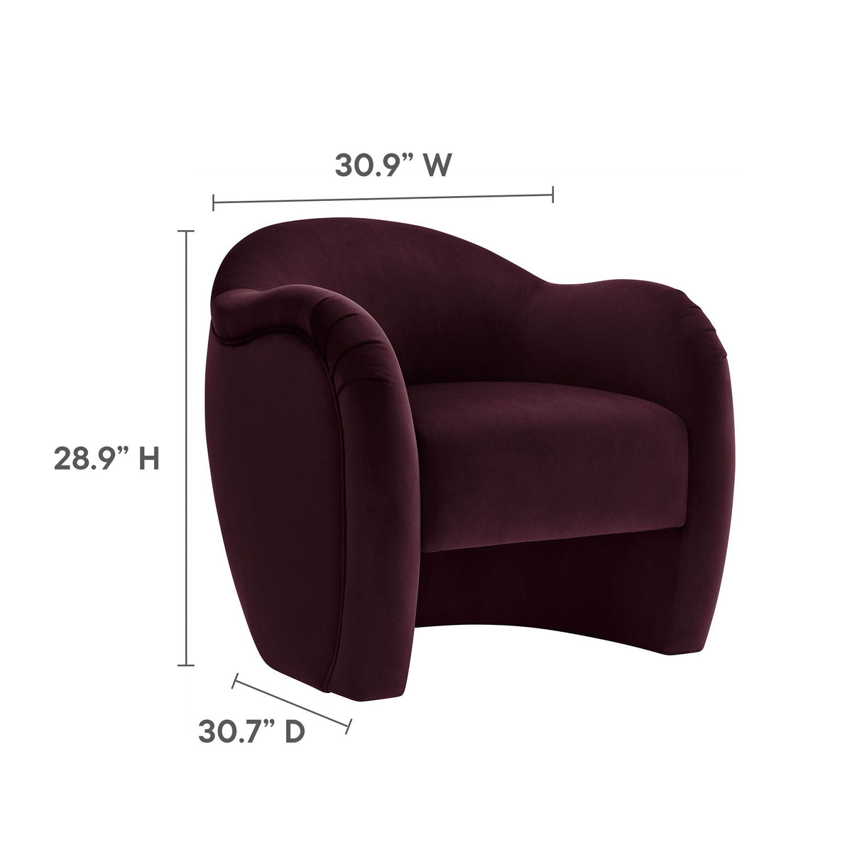 31 Inch Performance Velvet Pleated Barrel Accent Chair