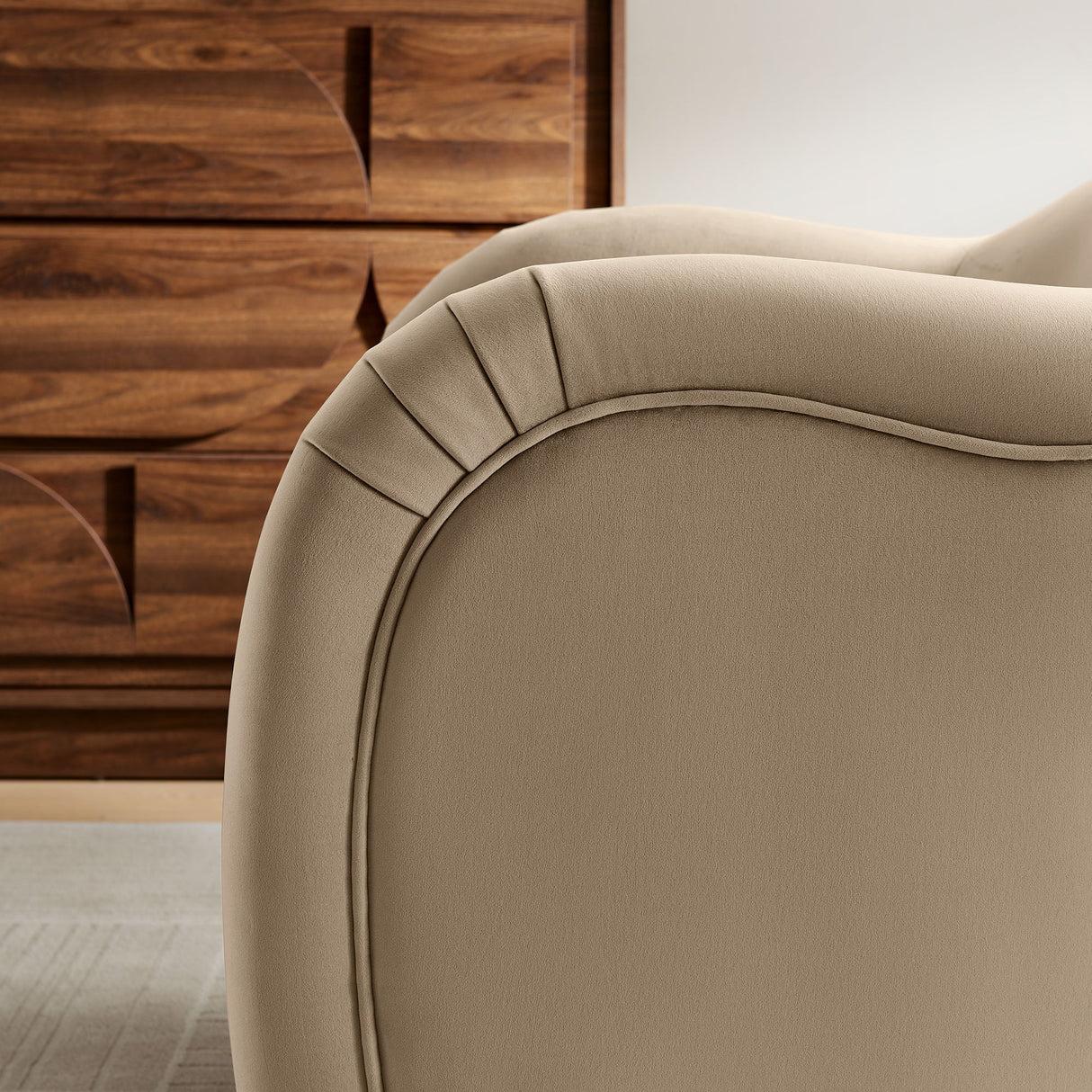 31 Inch Performance Velvet Pleated Barrel Accent Chair