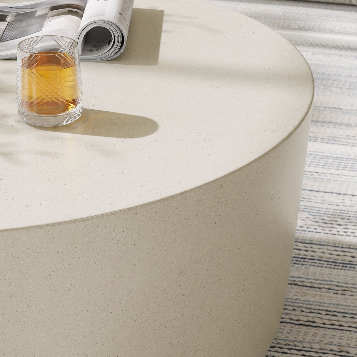 Concrete Indoor Outdoor Round Coffee Table — Modern Minimalist Design for Living Areas