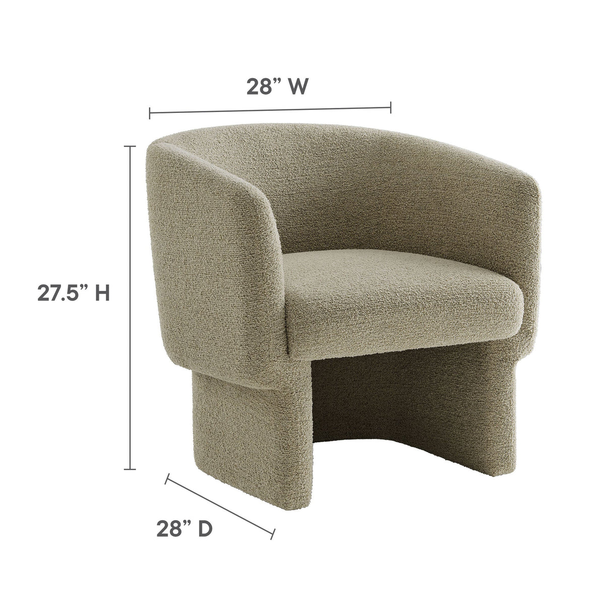 28 Inch Curved Boucle Fabric Barrel Accent Chair