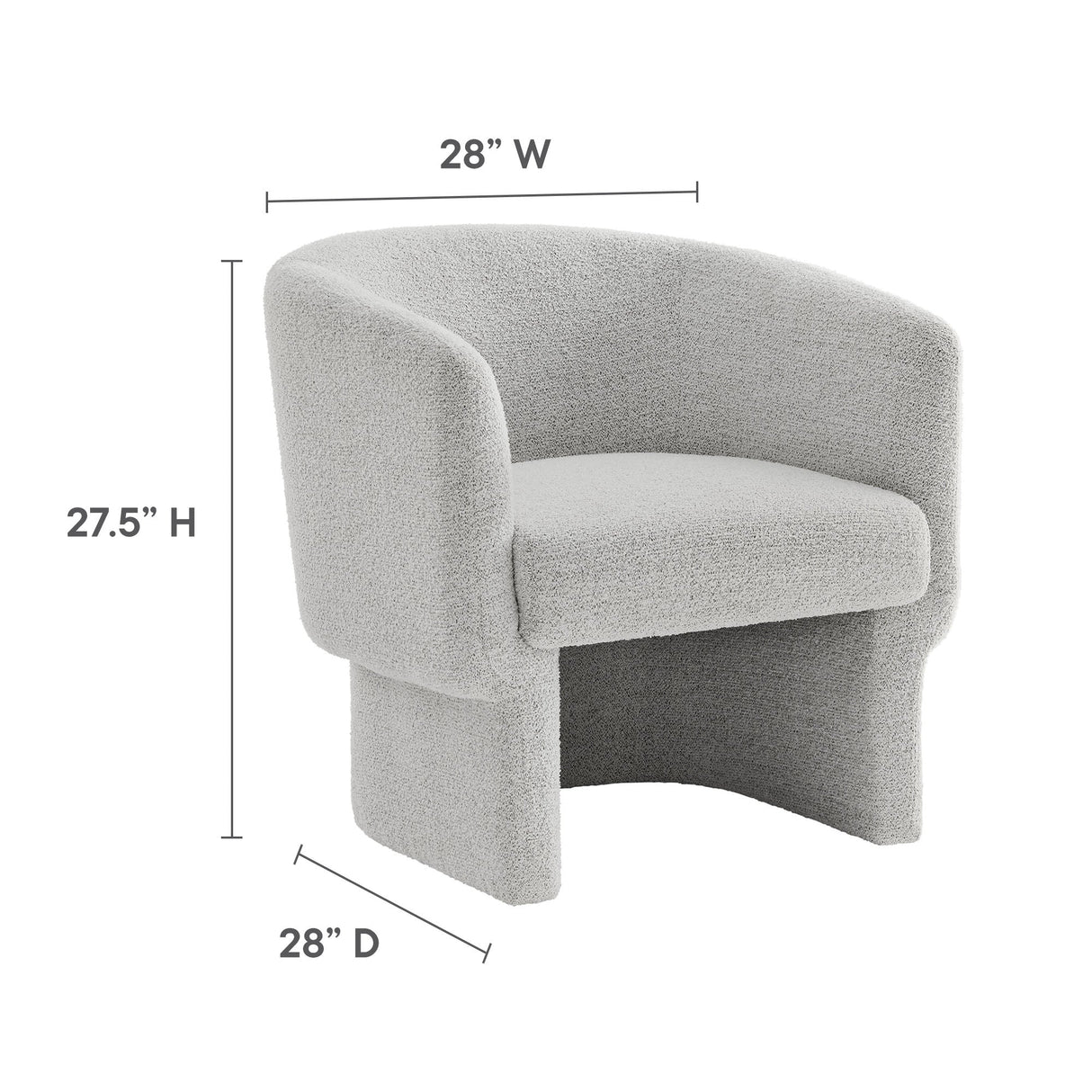 28 Inch Curved Boucle Fabric Barrel Accent Chair