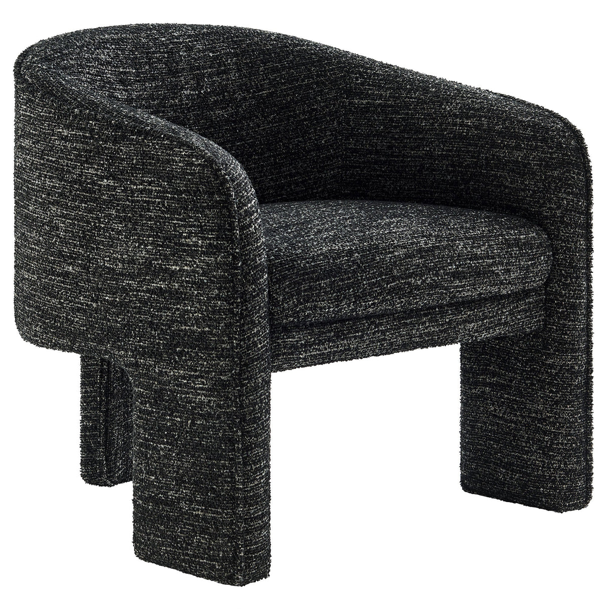 27 Inch Boucle Fabric Barrel Accent Chair with 3-Leg Design