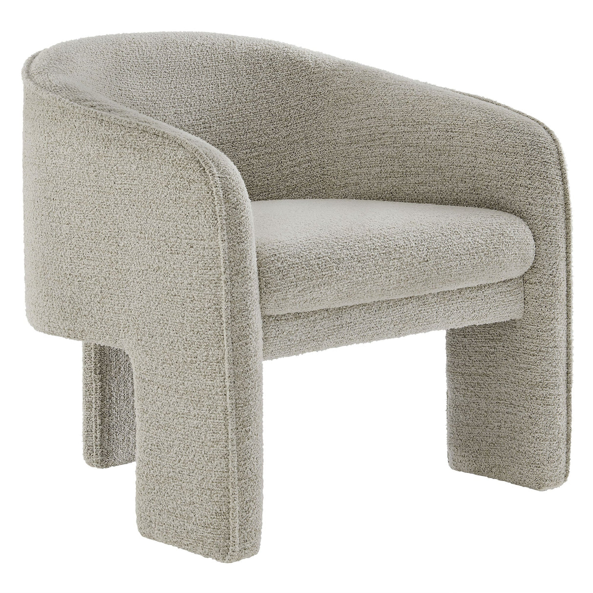 27 Inch Boucle Fabric Barrel Accent Chair with 3-Leg Design