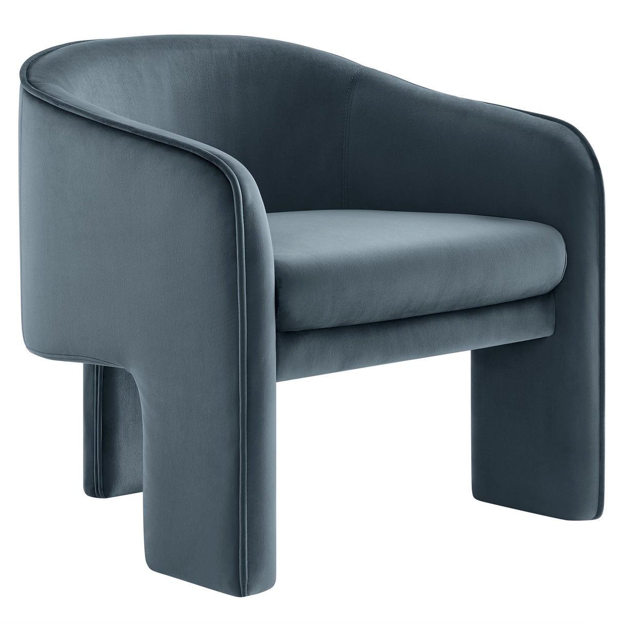 27 Inch Greer Modern Performance Velvet Barrel Accent Chair with 3-Leg Design