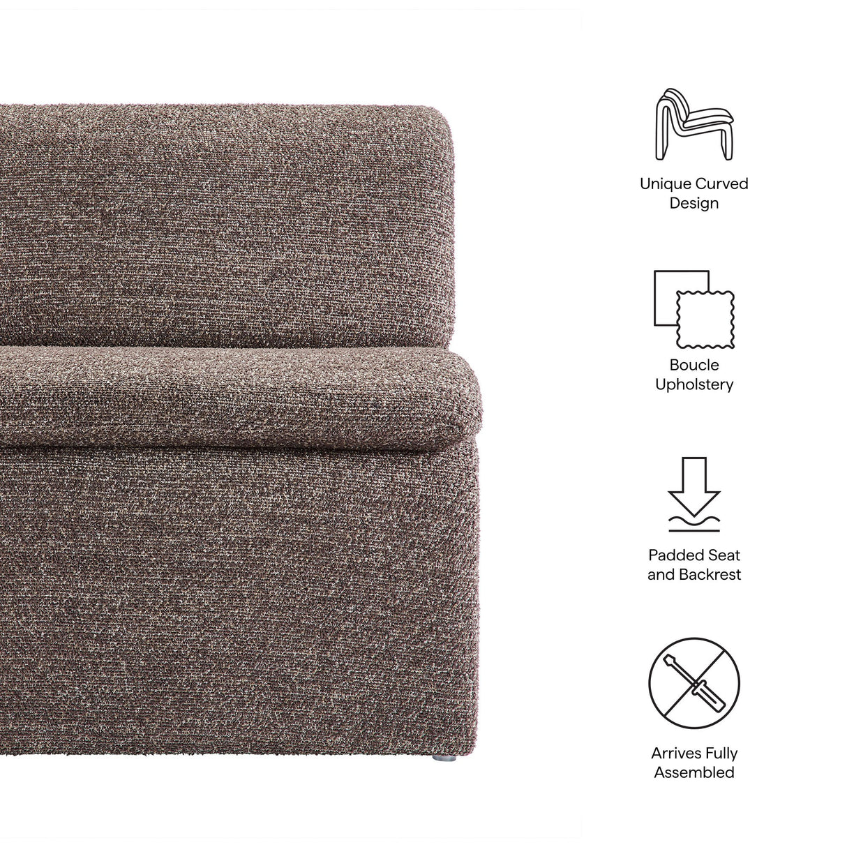 27 Inch Boucle Fabric Armless Accent Chair