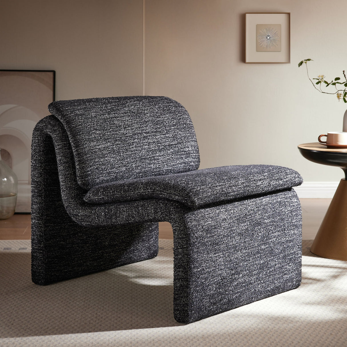 27 Inch Boucle Fabric Armless Accent Chair