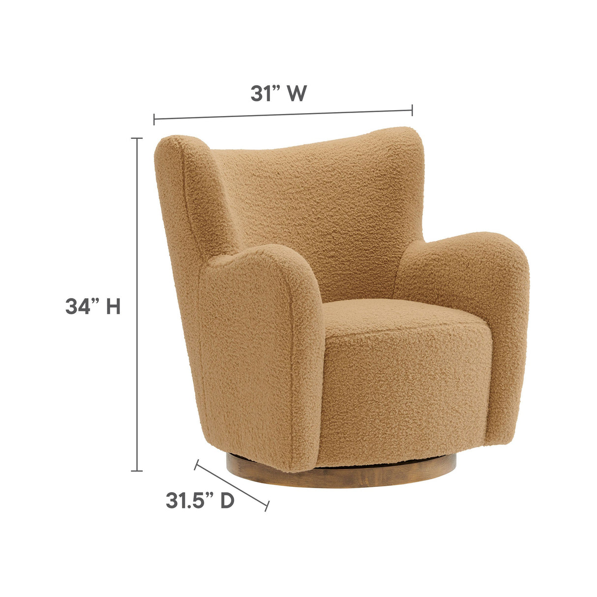 31 Inch Wingback Sherpa Swivel Accent Chair