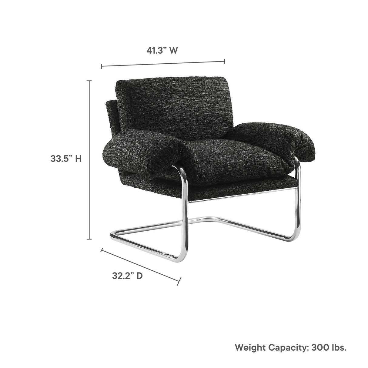 41 Inch Boucle Fabric Accent Chair with Stainless Steel Cantilever Frame