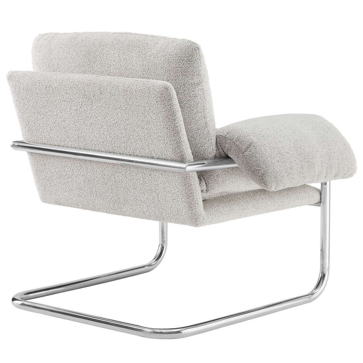 41 Inch Boucle Fabric Accent Chair with Stainless Steel Cantilever Frame