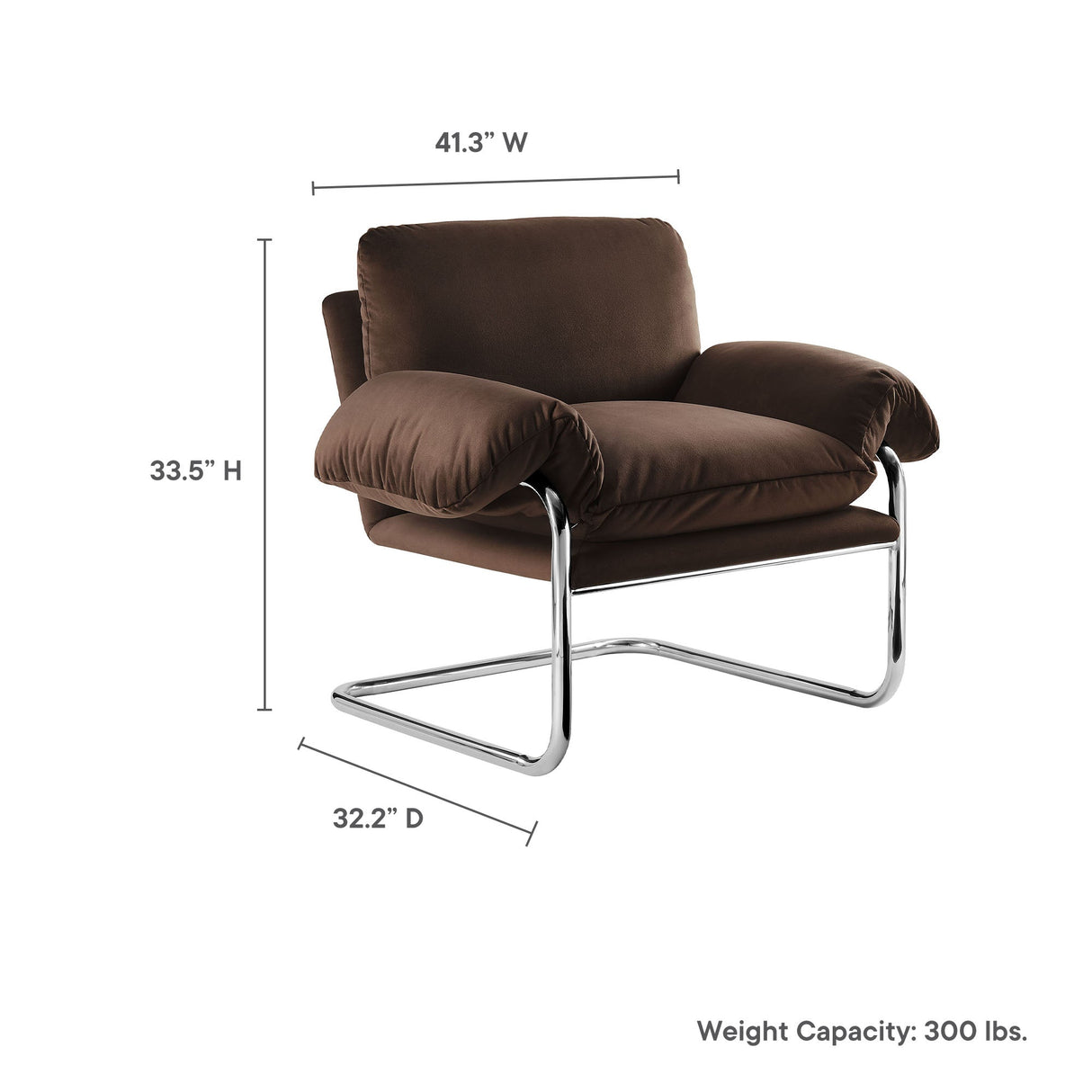 41 Inch Performance Velvet Cantilever Accent Armchair with Overstuffed Cushions