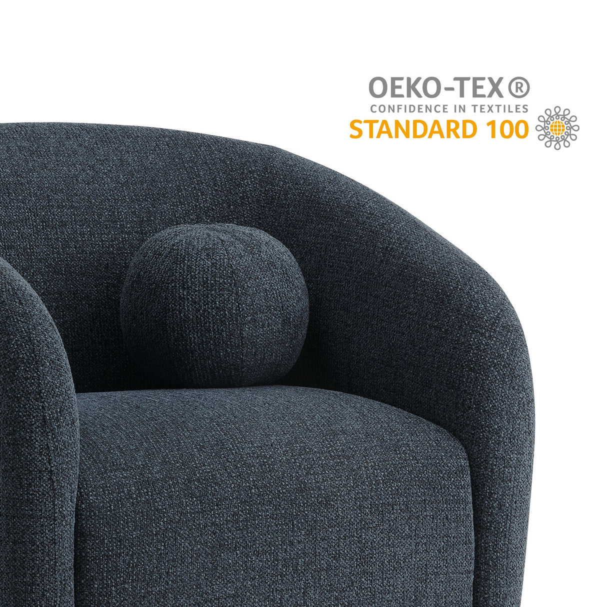 31 Inch Curved Swivel Chenille Fabric Armchair