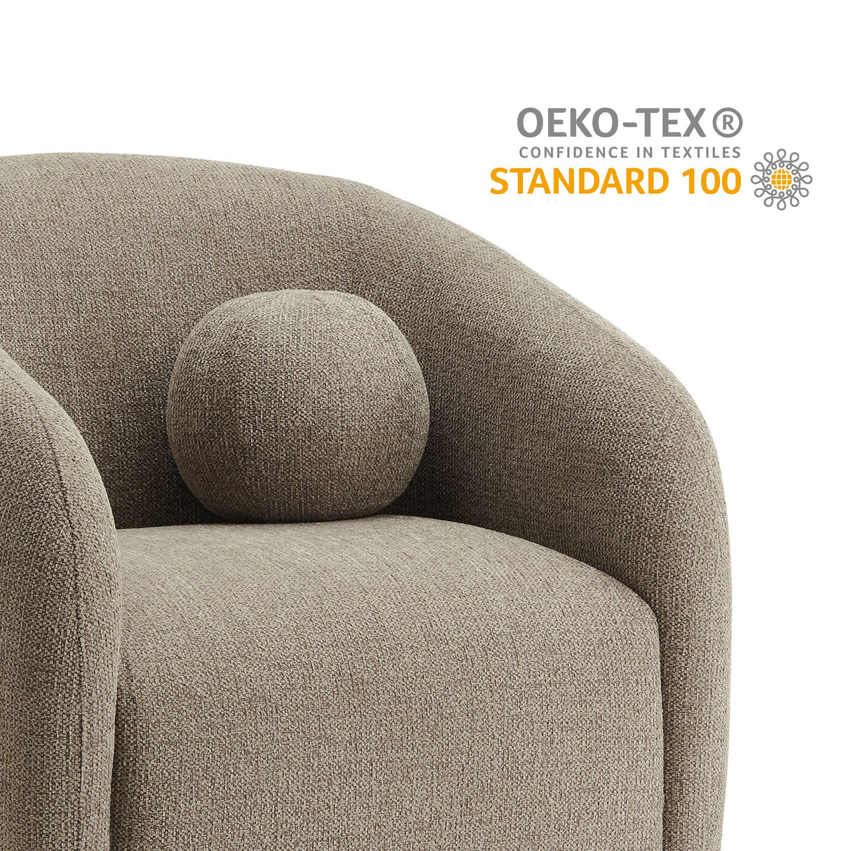 31 Inch Curved Swivel Chenille Fabric Armchair