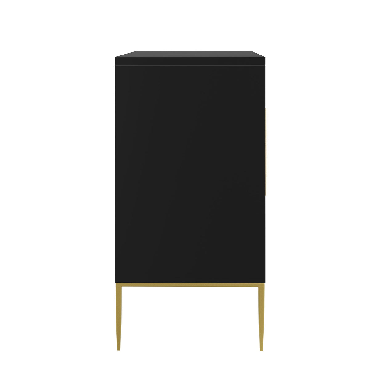 47 Inch Sunburst Design Wood Veneer Accent Cabinet with Gold Metal Base
