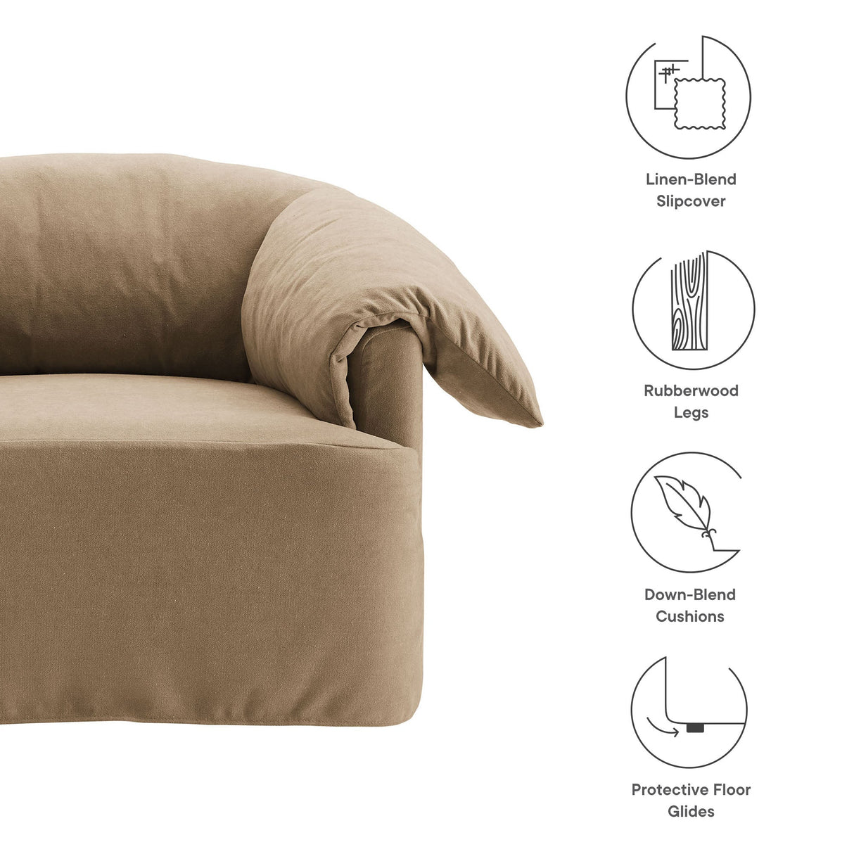 43 Inch Slipcovered Fabric Oversized Armchair with Down-Blend Cushions