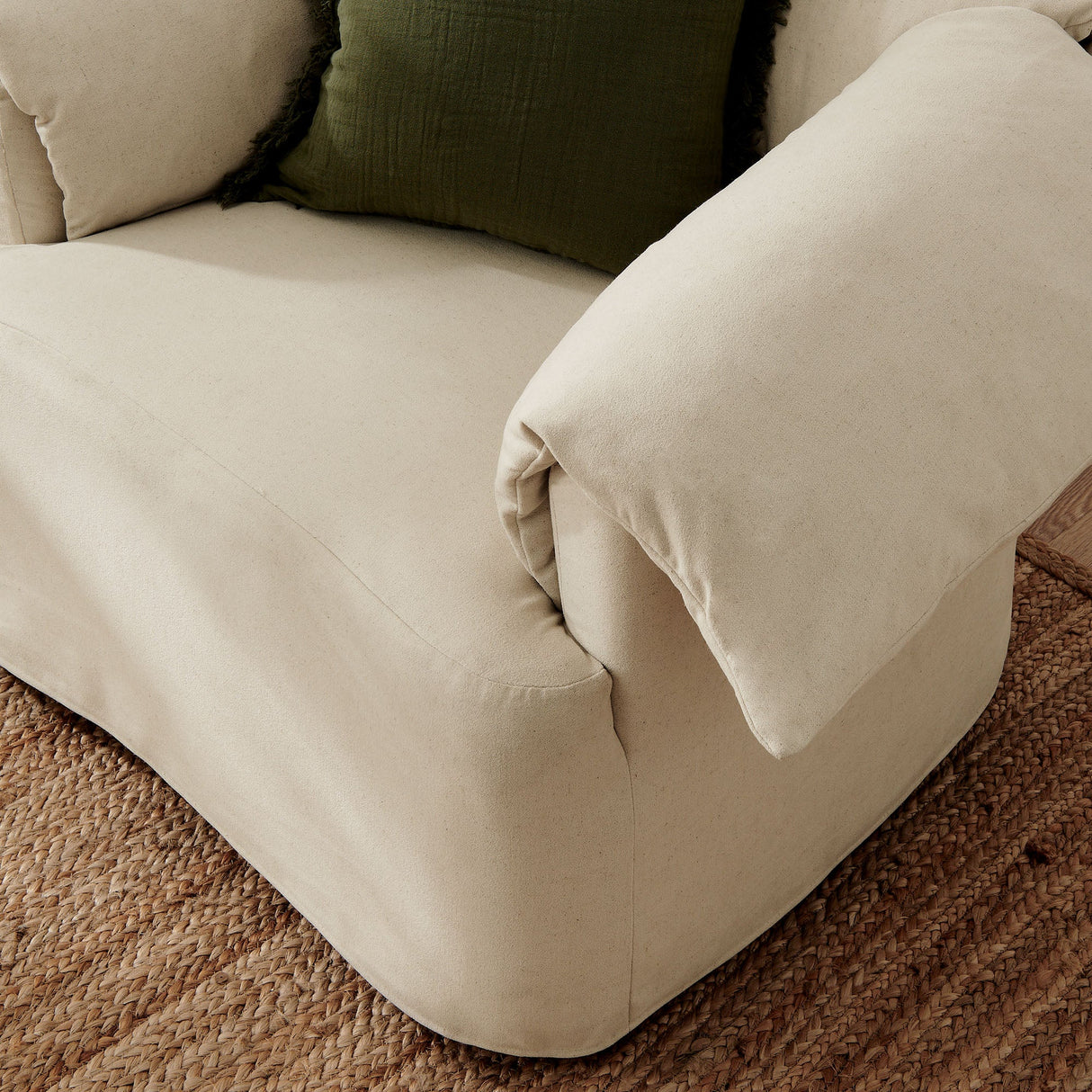 43 Inch Slipcovered Fabric Oversized Armchair with Down-Blend Cushions