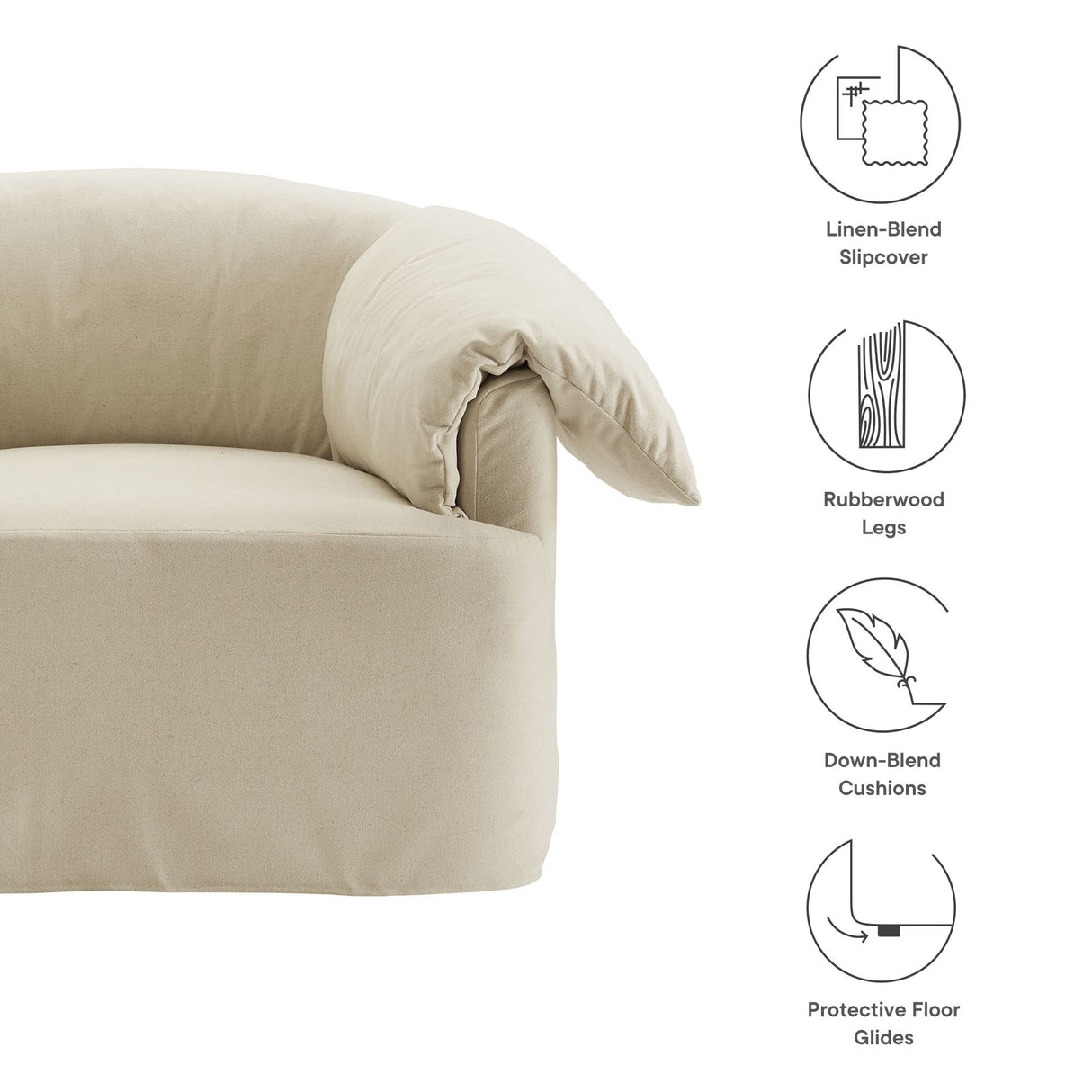 43 Inch Slipcovered Fabric Oversized Armchair with Down-Blend Cushions