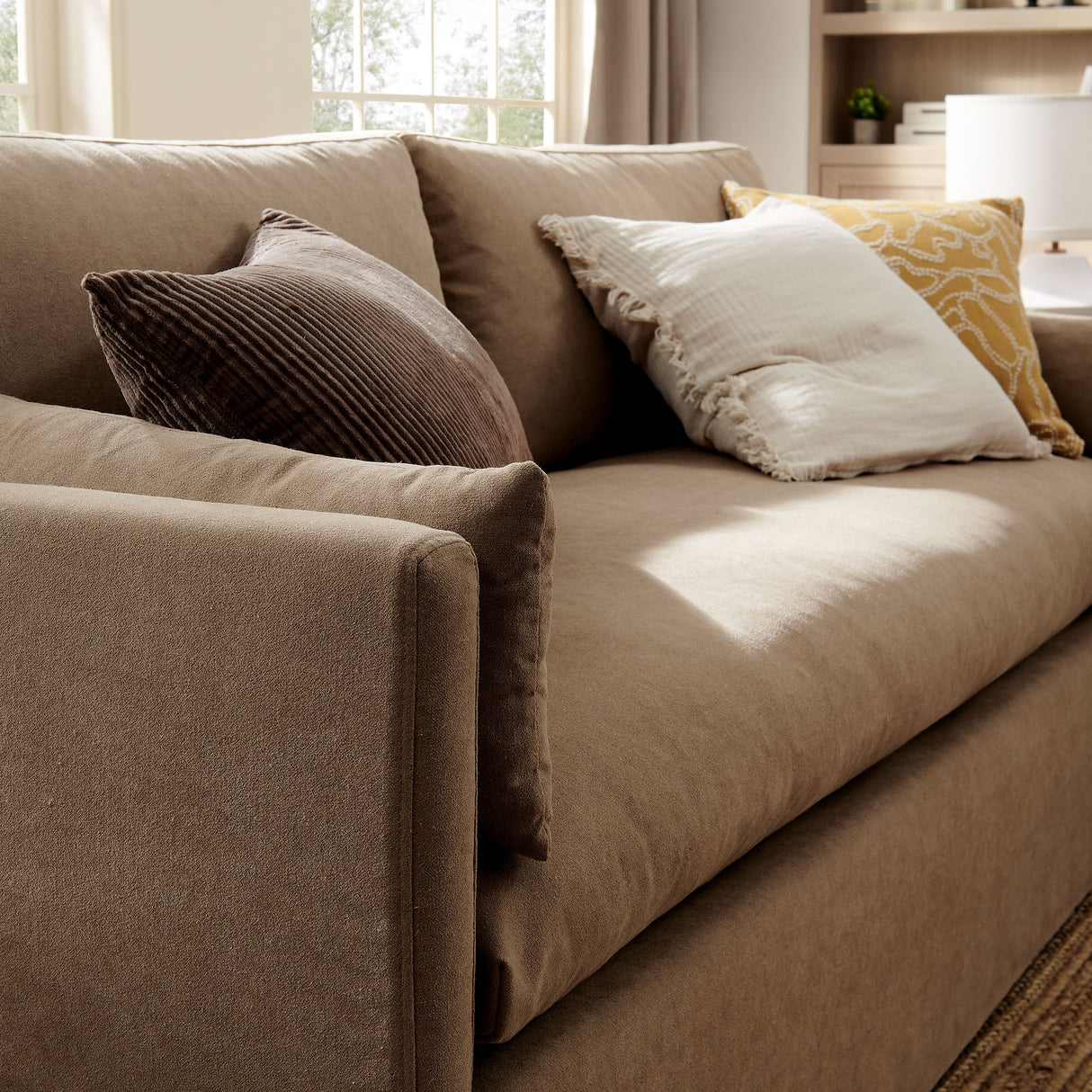 Refined Contemporary Slipcovered Fabric Sofa